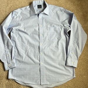 Eagle Men’s Light Blue & Pink Check Professional Button Down. Size 16.5. 34/35